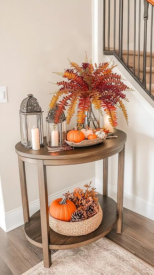 Fall Ferns Artificial Plants 2 Pack Faux Ferns for Outdoor Planter Fake Fall Leaves Stems Artificial Fern Bouquet 2Pack Autumn Shrubs for Table Centerpiece Porch Vase Home Garden Thanksgiving Decor