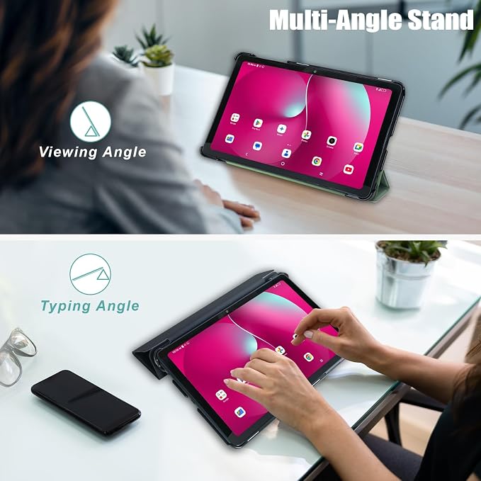 ACdream Case for T-Mobile Revvl Tab 2 10.1 Tablet 2025 Model:9185W(NOT FIT Revvl Tab 5G 10.36) with [Glass Screen Protector] Slim Lightweight Smart Shell Stand Cover Magnetic Feature Agave Green