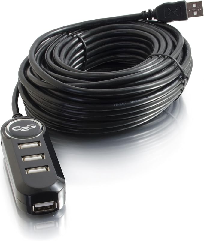 C2G 52107 USB A to A Long USB Extension Cable 6.56 Feet (2 Meters) Black (Pack of 2)