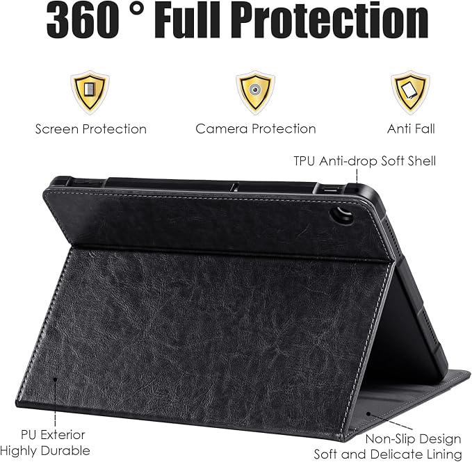 Stand Case for Wacom Movinkpad 11 Tablet Black | PU Leather Protective Coverwith Pen Holder &amp Pocket/Hand Strap Multiple-angles Viewing StandSoft TPU Back Shell