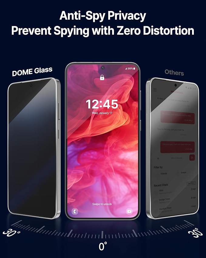 DOME GLASS Whitestone DOME AR Privacy for Samsung Galaxy S25 [Super Anti-Reflection &amp Privacy] Tempered lass Screen Protector with Anti Spy