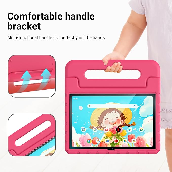 Kids Case for Onn 10.1 Tablet 2024 Gen 4(Model:100135925) ShockproofBlack | Lightweight EVA Foam Foldable Handle Stand Precise Cutouts Kid-Friendly For Daily Use