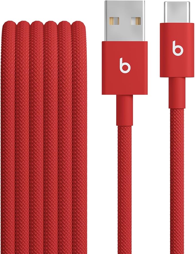 Beats 240W USB-C to USB-C Braided Cable Fast Charging Durable/Tangle Free Compatible with Apple and Android Devices (3 m/10 ft) – Bolt Black