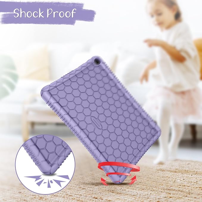 Fintie Silicone Case for 10.1 Kindle Fire HD 10 13th Gen 2023 Black | Honey Comb Pattern Lightweight Shock Proof Back Cover Anti-Slip Grip Reinforced Corners Protection Impact Resistant