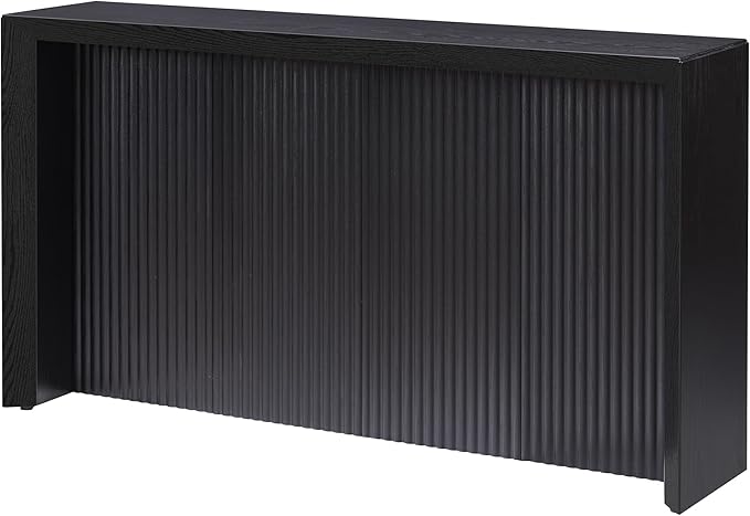 Henn&Hart 56'' Wooden Rectangular Fluted Console Table Entryway Table, Sofa Table for Entryway, Living Room, Couch, Hallway, or Office, Black Grain