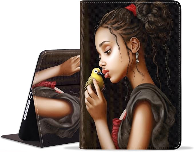Case for Samsung Galaxy Tab S10 Lite/ S10 FE/ S9 FE 5G 10.9 Inch/ S9 11 Inch - Slim PU Leather Folding Stand Folio Cover with Auto Sleep/Wake - African American Girl