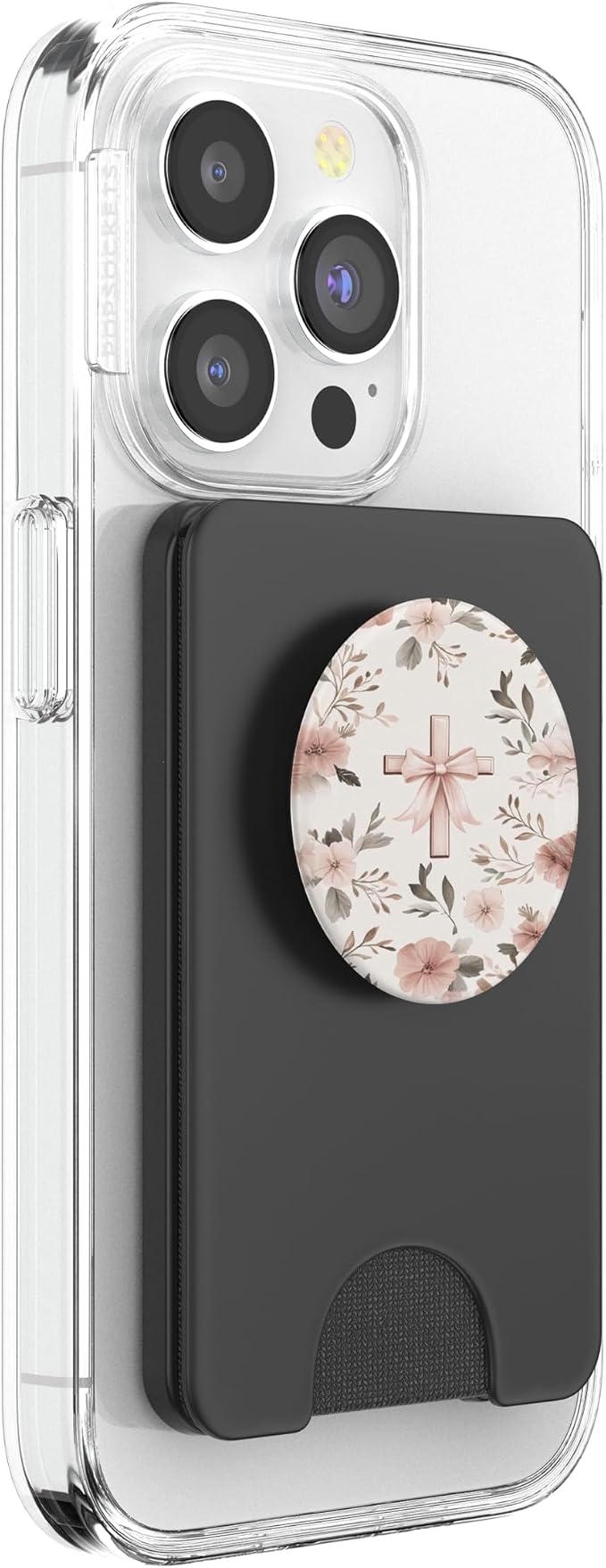 Aesthetic Christian with Bow &amp Flower Pink Faith Bow Cross PopSockets Adhesive PopGrip