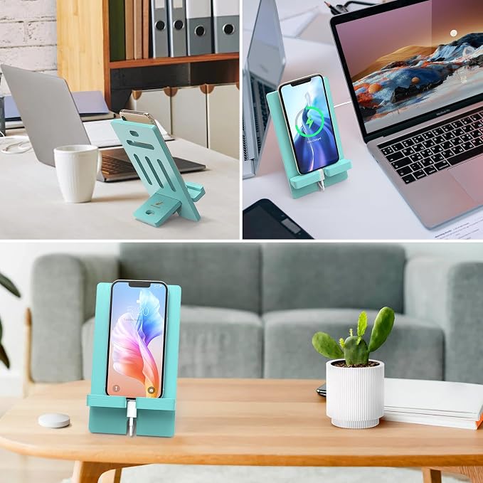 Pezin &amp Hulin Cell Phone Tablet Stand Bamboo Wooden Smartphone Desktop Dock Holder Compatible with Pad Tablet Mini E-Reader (Brown)