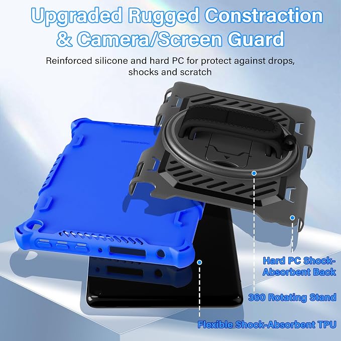 for Flre HD 8 &amp 8 Plus Case 12th/10th Generation (2024/2022/2020 Release) with 360 Kickstand Hand Strap for Kids