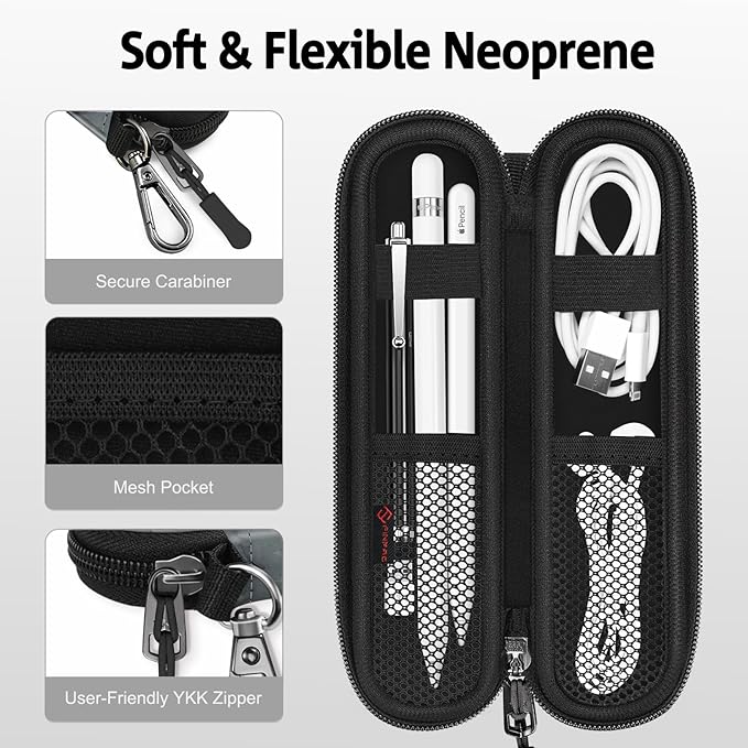 Fintie Pen Holder Case for Apple Pencil Pro, Apple Pencil (USB-C / 1st / 2nd Generation), Soft Neoprene Zipper Carrying Bag Sleeve Pouch for Samsung Stylus, Surface Pen