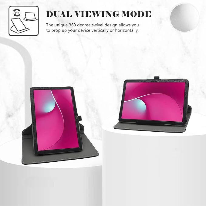 LiuShan Compatible with T-Mobile REVVL Tab 2 Case360 Degree Rotation Stand PU Cover for T-Mobile REVVL Tab 2 5G Tablet 2025 Released 10.1 Tablet（Not Fit Revvl Tab 5G 10.36Black