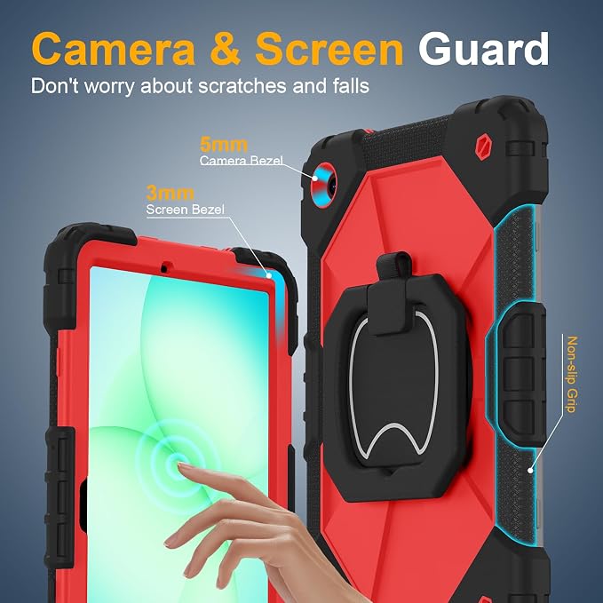 Case for Samsung Galaxy Tab A9 Plus 11 Inch 2023 Ubearkk Rugged Case for Samsung Galaxy A9+ Tablet SM-X210/X216/X218 with Screen Protector 360 Rotating Stand Shoulder Strap Pen Holder Black