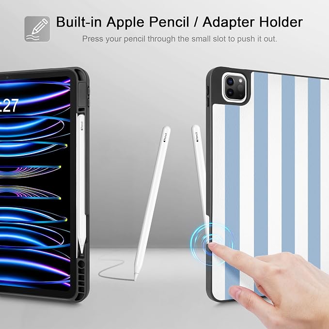 Tuiklol for iPad Pro 11 Inch 4th / 3rd / 2nd / 1st Gen Case 2022 2021 2020 | 2018 Build-in Pencil Holder with Stand TPU Back Cover &amp Trifold Stand &amp Auto Wake/Sleep Tablet Case Black Cat