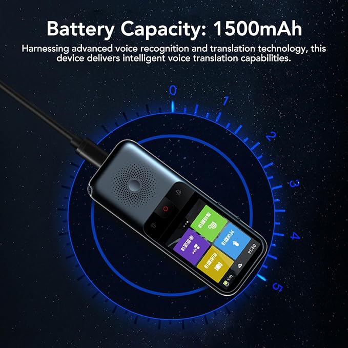 Portable Voice Translator Device Grey 1500mAh - Supports 136 Languages Online & 15 Offline, Accurate Real - Time Translation for Travel & Business Communication