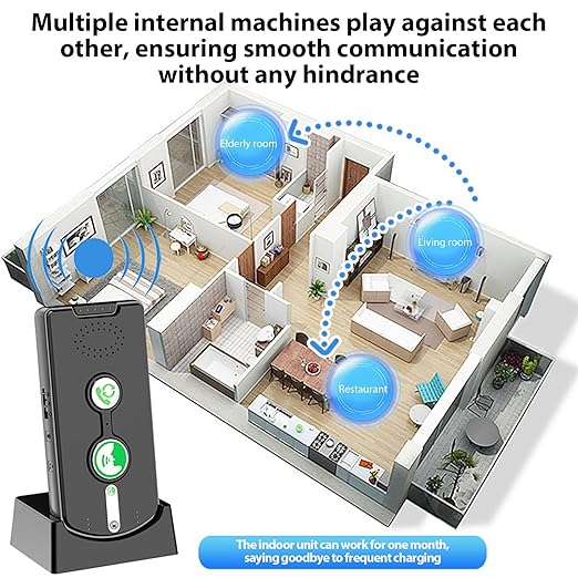 Swokely Rechargeable Wireless Intercom Unit, 2-Way Talking, 500 Meter Talking Distance, Power Saving, IP54 Water Resistance Rating, 2 Pcs, Suitable for Home, Office (Black)