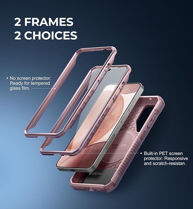 Dexnor Magnetic Case for Samsung Galaxy S24 Case with Kickstand &amp 2 Front Frames Built-in Screen Protector Compatible with Magsafe Rugged Shockproof Full-Body Protective Cover for Galaxy S24Gr