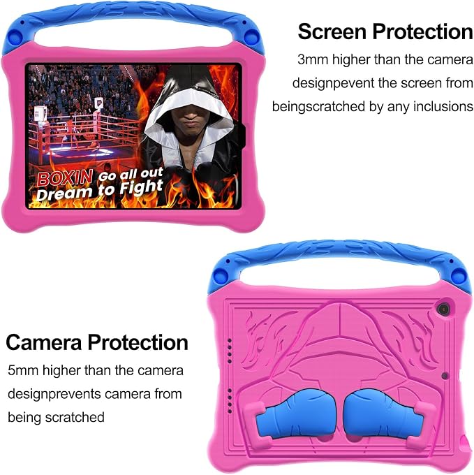 Dteck for iPad Air 3rd Gen (2019) / iPad Pro (2017) Case 10.5 Shockproof Protective Case with Kickstand Hard Plastic Shell 3-Layer Protection Drop Proof Sturdy Rugged Tablet Cover (Aqua+Rose)