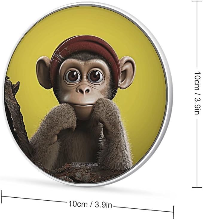 Curious Monkey Wireless Charger Fast Charging Pad | Anti-Slip Qi Certified Wireless Charging Pad for All Phones with Wireless Charging Function for Home Office Travel