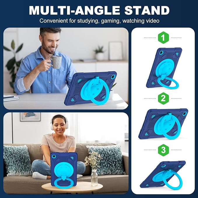 Case for Samsung Galaxy Tab A11 Plus 2025 / A9 Plus 2023 11 Inch Tablet CaseGalaxy Tab A11+/A9+ Case with Screen Protector360°Rotating Stand &amp Shoulder Strap Pencil Holder (Black)