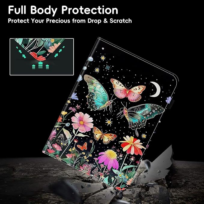 Case for Kindle Paperwhite 12th Gen 2024 (7) &amp Kindle Colorsoft Signature Edition (7)Wallet PU Leather Folio Cover Multi-Angle Stand with Auto Wake/SleepAesthetic Snake Floral