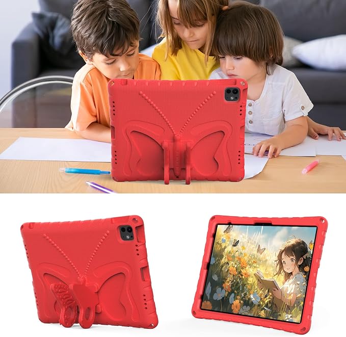 Kids Case for iPad Air 13 (2026/2025/2024) M4/M3/M2 &amp iPad Pro 13 2024 &amp iPad Pro 12.9 Cover 6th/5th/4th/3rd Gen (2022/2021/2020/2018) DIY Figures EVA Rubber Handle Stand Shockproof Bumper