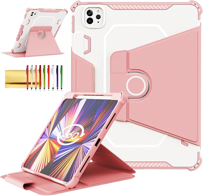 Kids Case for iPad Pro 11 M5/M4 &amp iPad Air 11 (2026/2025/2024) Shockproof Case with Pencil Holder Techcircle Light EVA Foam Handle Stand Bumper Protective Child Friendly Drop Proof Cover Black