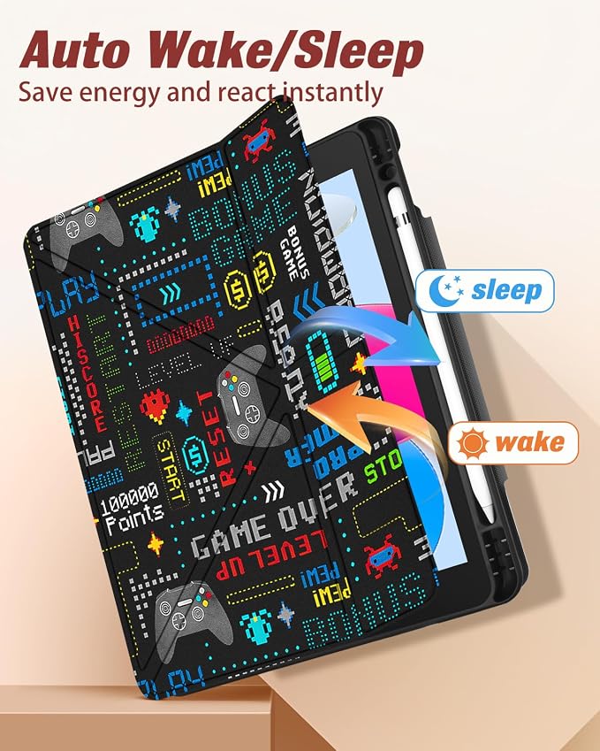 for iPad 9th/8th/7th Generation 10.2 Inch Case with Pen Holder for Boys Girls Women Men Cute Cartoon Anime Cool Funny Protector Stand Tablet Cover for Apple i Pad 7/8/9 Book Cat