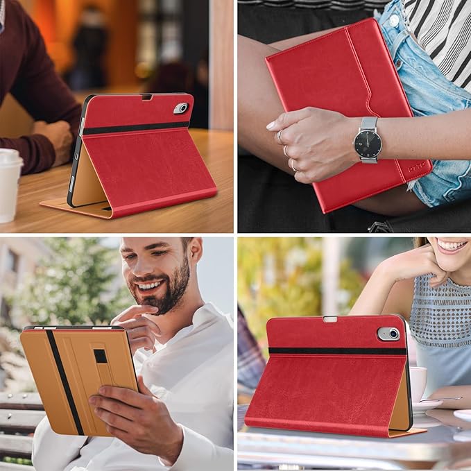 DTTO for iPad Air 11-inch Case M4/M3/M2 (2026/2025/2024) iPad Air 5th / 4th Generation (2022/2020) Premium Leather Business Folio Stand Cover with Pencil Holder - Auto Sleep/Wake Brown