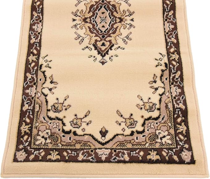 Unique Loom Reza Collection Traditional Persian Style Area Rug, 2 ft 2 in x 8 ft 2 in, Ivory/Brown