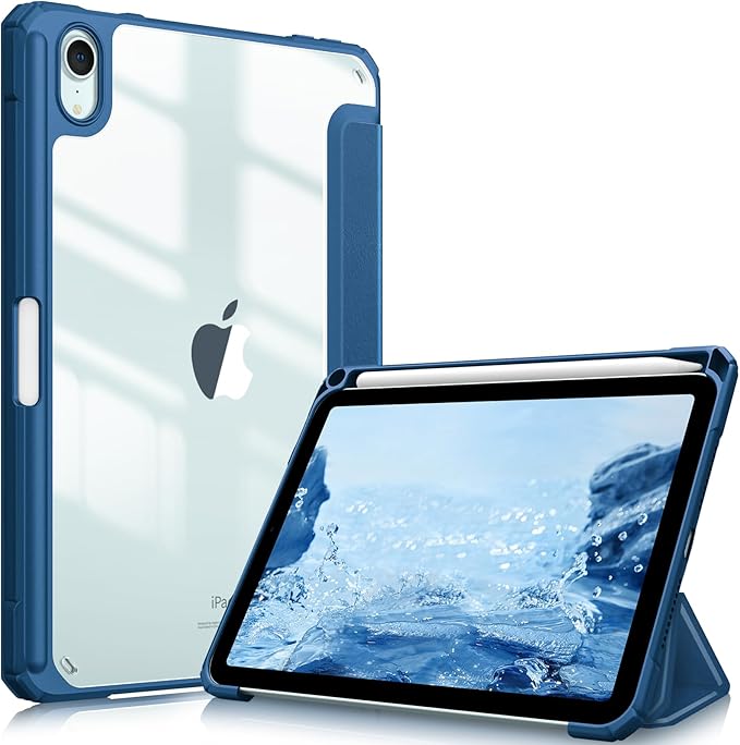 Fintie Clear Case for iPad mini 7th Generation (A17 Pro) / mini 6 8.3 | Slim Hybrid Shockproof Hard PC Back Cover Pencil Holder Viewing &amp Typing Angles Auto Sleep/Wake Black