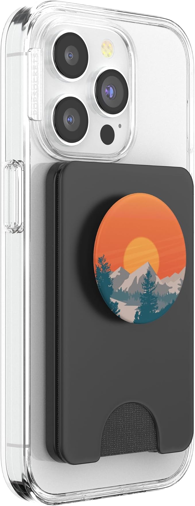 Retro Mountain Sunset and Red-Yellow Sky PopSockets Adhesive PopGrip