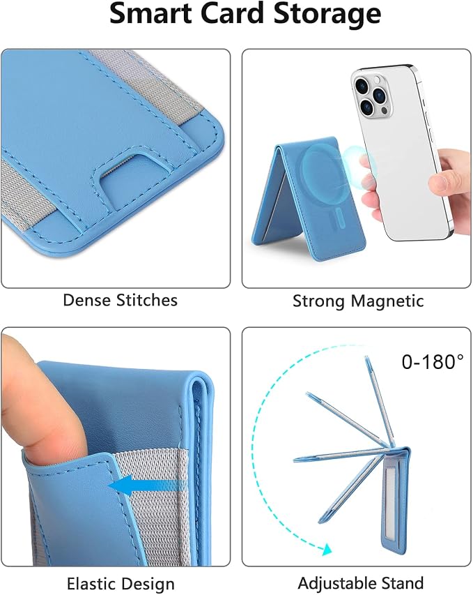 ExtreLife 2-in-1 Magsafe Wallet Adjustable Stand Open ID Window Magnetic Wallet for iPhone 17/16/15/14 Pro Max/14 Pro/14 Plus/13/12 Series 9 Cards Holder Vegan Leather Black
