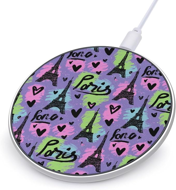 Eiffel Tower Paris Wireless Charger SlimWireless Charging Pad Anti-Slip Charger Mat for Men Women