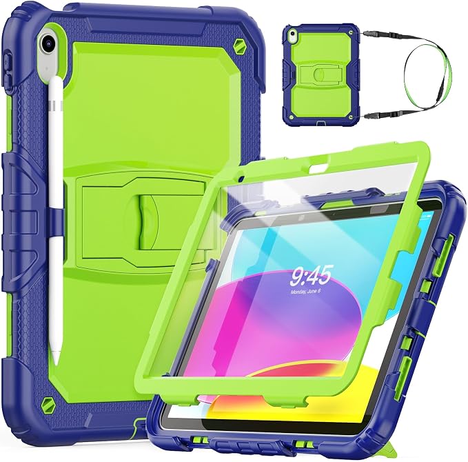 HXCASEAC Case for iPad 9th/8th/7th Generation Case Kids Boys Drop Proof | Built-in Screen Protector Pencil HolderStand Protective Silicone Shockproof Hard Rugged Black