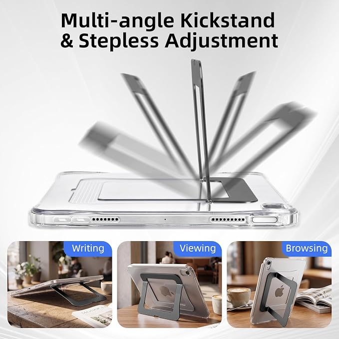 Kickstand Case for iPad mini 7 A17 Pro Slim Protective Clear Cover for iPad mini 7th/6th Generation 8.3 Inch 2024/2021 Sturdy Adjustable Multi-Angle Stand Blue