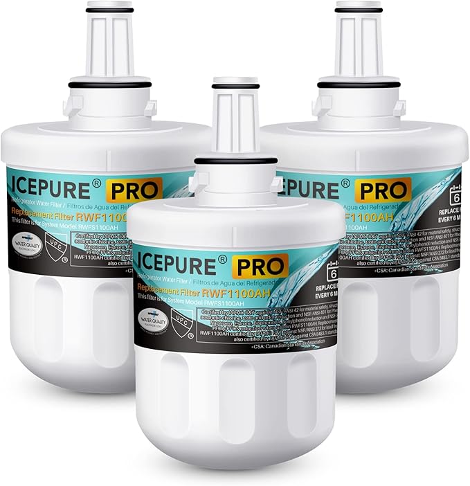 ICEPURE DA29-00003G Remove PFOA&PFOS, NSF/ANSI 401&473&53&42&NSF/ANSI/CAN 372 Water Filter, Replacement for Samsung DA29-00003A, Aqua-Pure Plus DA29-00003B, HAFCU1, RF267AERS, HDX-FMS-1, 3PACK