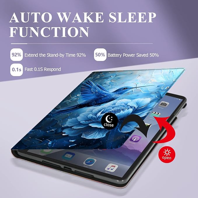 Case for Samsung Galaxy Tab A11 + Plus/A9 + Plus 11 Inch 2025/2023 Ultra-Thin Multi-Angle Protective Cover with Auto Sleep/Wake Black Cat and the Blue Flower