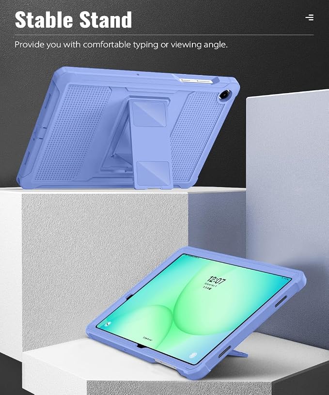 MoKo Shockproof Case Fit Samsung Galaxy Tab A11+ Plus/ A9+ 11 Inch | Full Body Rugged Stand Back Cover with Built-in Screen Protector for Galaxy Tab A11+/ A9+ Tablet Light Gray