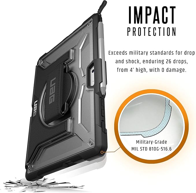 URBAN ARMOR GEAR UAG Microsoft Surface Go 4 / Surface Go 3 / Surface Go 2 / Surface Go Case [10.5-inch Screen] w/Hand Strap Outback Feather-Light Rugged Military Drop Tested Cover Black