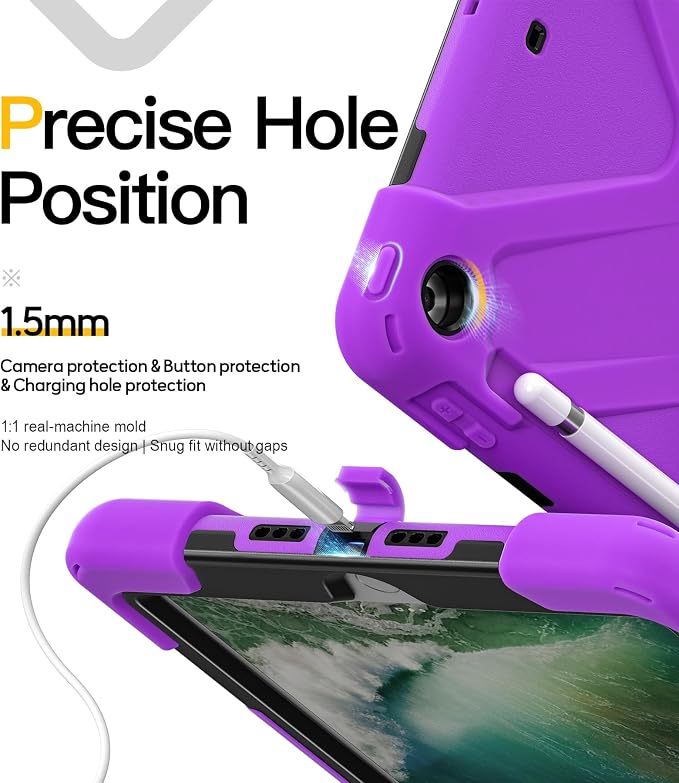 BRAECN Case for iPad 6th/5th Generation - 9.7 inch 2018/2017 Black | Protective Heavy Duty Shockproof Rugged Cover for Kids/Adults 360° Rotating Hand Strap/Stand &amp Detachable Shoulder Strap