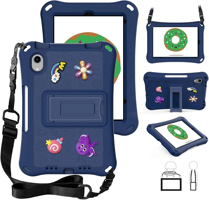 Case for iPad 10.2 Inch 2021/2020/2019/ iPad Pro 10.5 Inch/Air 3rd Gen (2019) Shoulder Strap Kickstand Children Friendly Anti-Scratch Shockproof Case Lightpurple