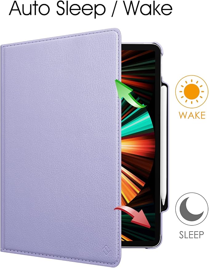 Fintie Rotating Case for iPad Pro 12.9-inch 6th/5th/4th/3rd Generation | 360° Swivel Stand Landscape &amp Portrait Viewing Shockproof Protective Cover Pencil Holder Auto Sleep/Wake Black