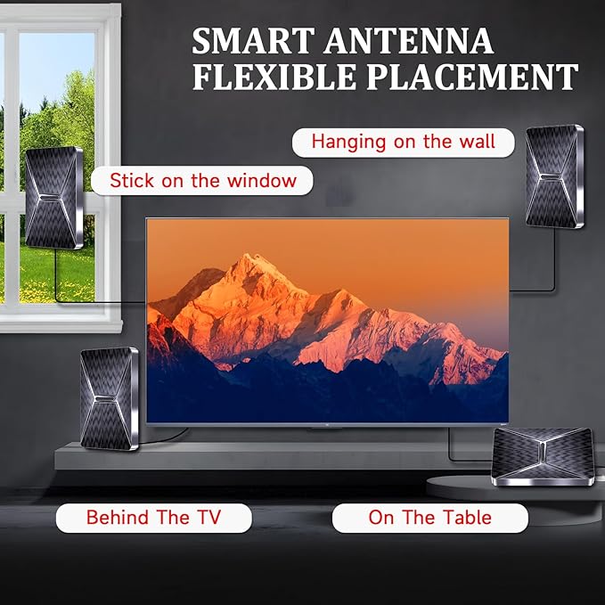 2026 Upgraded Indoor TV Antenna, 3600+ Miles Range HD Digital Antenna for Smart TV, Strongest with Amplified Signal Booster Supports 4K 8K 1080p All TVs- 38FT Coaxial Cable for Local Channels
