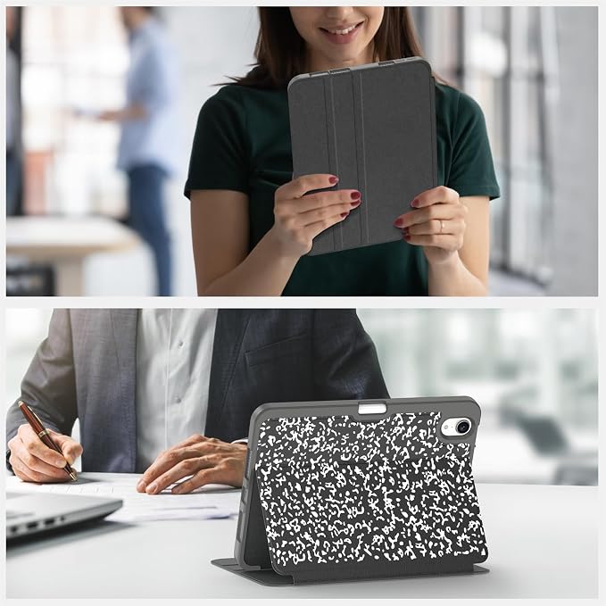 Case for iPad mini 7 (A17 Pro) 2024/Mini 6 2021 8.3-Book Black | Slim Lightweight Folio Stand Case Auto Wake/Sleep Soft TPU Back Cover with Pencil Holder for iPad mini 7th/6th Generation