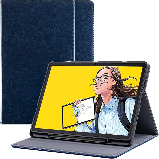 Stand Case for Wacom Movinkpad 11 Tablet Black | PU Leather Protective Coverwith Pen Holder &amp Pocket/Hand Strap Multiple-angles Viewing StandSoft TPU Back Shell