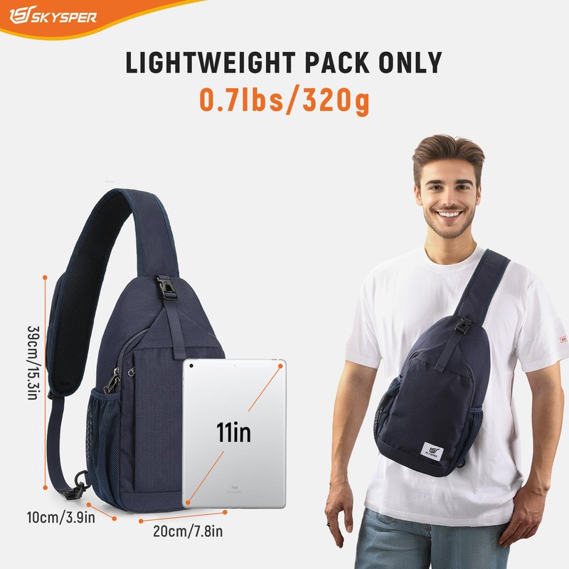 SKYSPER Sling Bag RFID Cross Body Bag Recycled Crossbody Backpack Travel Daypack(Blue)