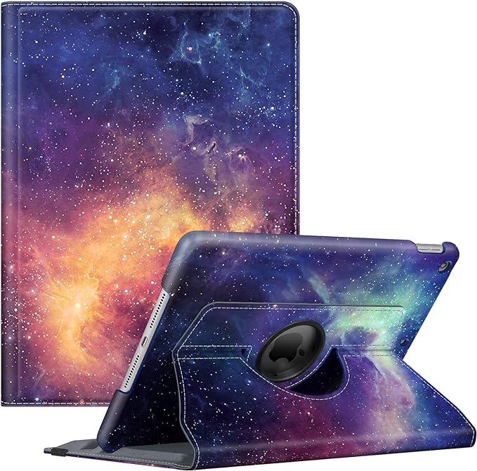 Fintie 360° Rotating Case for iPad 9th / 8th / 7th Generation 10.2 Inch | Swivel Stand Portrait &amp Landscape Viewing Shockproof Cover with Pencil Holder Auto Wake/Sleep Aqua Wave