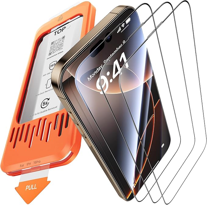 3-Pack for iPhone 16 Plus/15 Plus Screen Protector Privacy 9H+ Tempered Glass Scratch &amp Drop Resistant Smooth &amp Clear Easy Installation Full Coverage