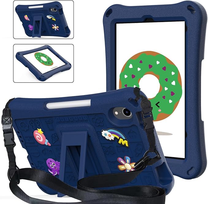 Case for iPad 10.2 Inch 2021/2020/2019/ iPad Pro 10.5 Inch/Air 3rd Gen (2019) Shoulder Strap Kickstand Children Friendly Anti-Scratch Shockproof Case Lightpurple