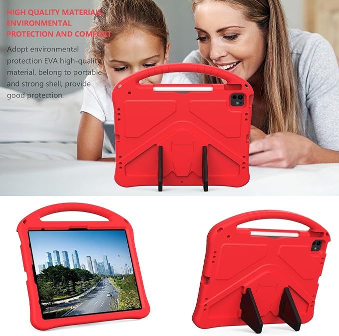 Dteck Kids Case for iPad 10.2 - Shockproof Rugged EVA Handle Stand Child Proof Case for iPad 9/8/7 Generation Black